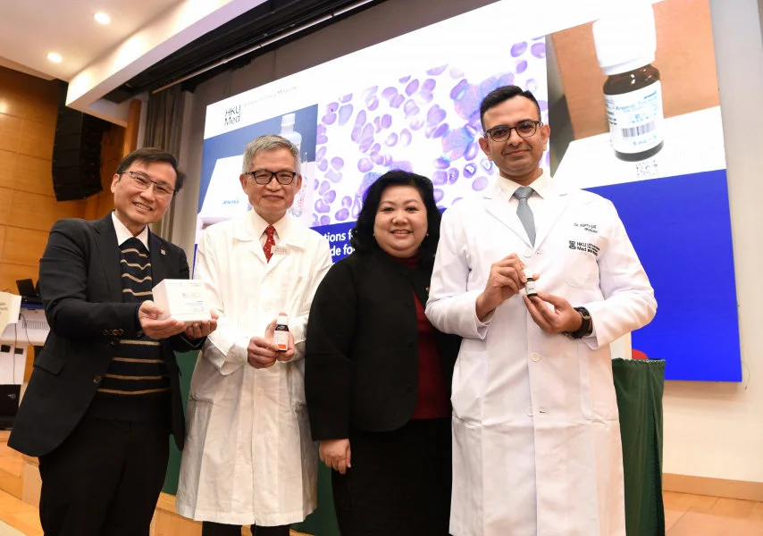 The development of oral-ATO offers a convenient and effective treatment option that can significantly improve their quality of life. The leukaemia survivor Ms Wong (second right) shared her experience using oral-ATO in combating cancer.  