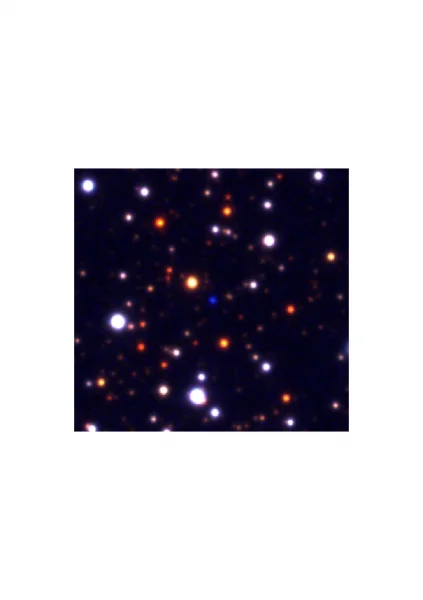 A VPHAS+ combined u g r multi-band “RGB” colour image centred on the planetary nebula central star (CS) candidate. The image is 55 x 55 arcseconds in size and the CS is obvious as the sole blue star in the middle of field, located at RA:16h13m02.1s and DEC:-54o06’32.3” (J2000).