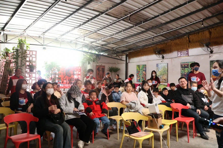 Caregivers and children engaged in the Thalassemia Day Camp, where they learned about the potential benefits of bone marrow transplantation and the importance of maintaining healthy sleep habits.