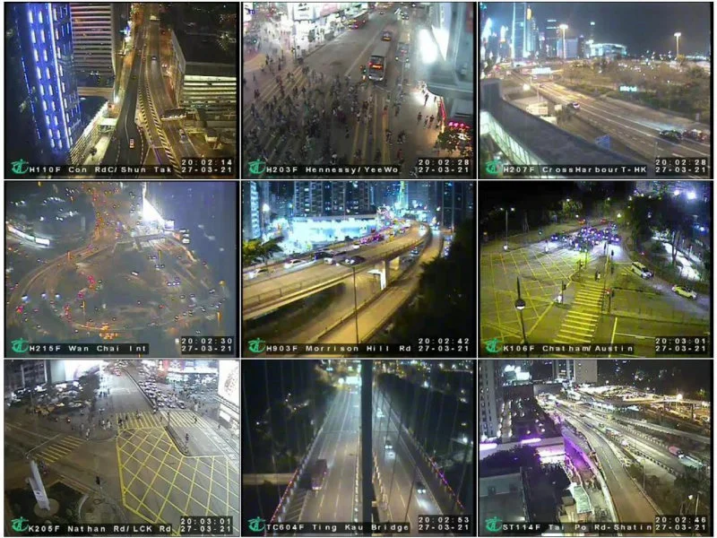 Images captured by CCTV installed by the Transport Department taken on March 27, 2021 before the one-hour lights-out event. Image credit: Transport Department.