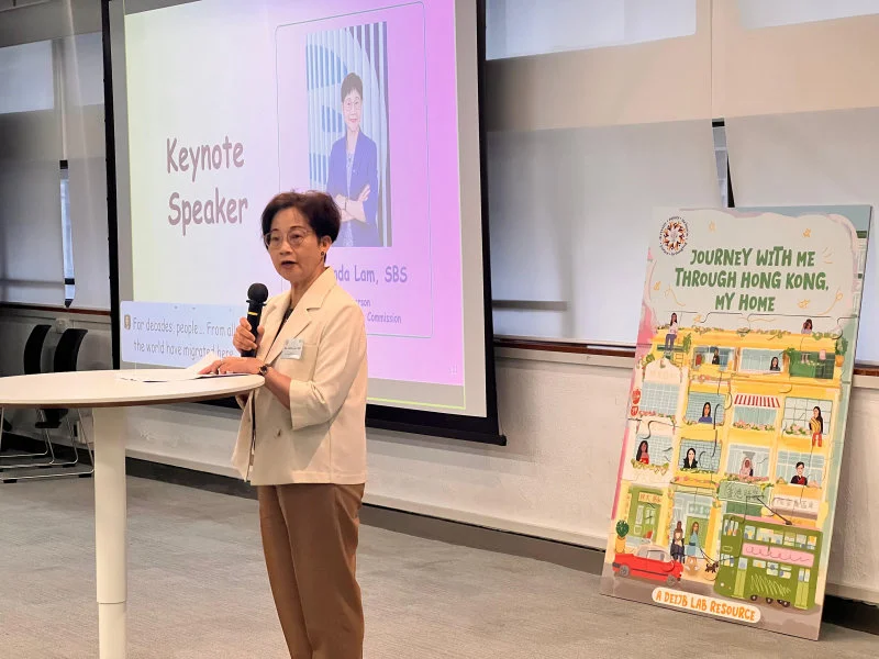 Ms. Linda Lam, Chairperson of the Equal Opportunities Commission, giving the keynote speech.  