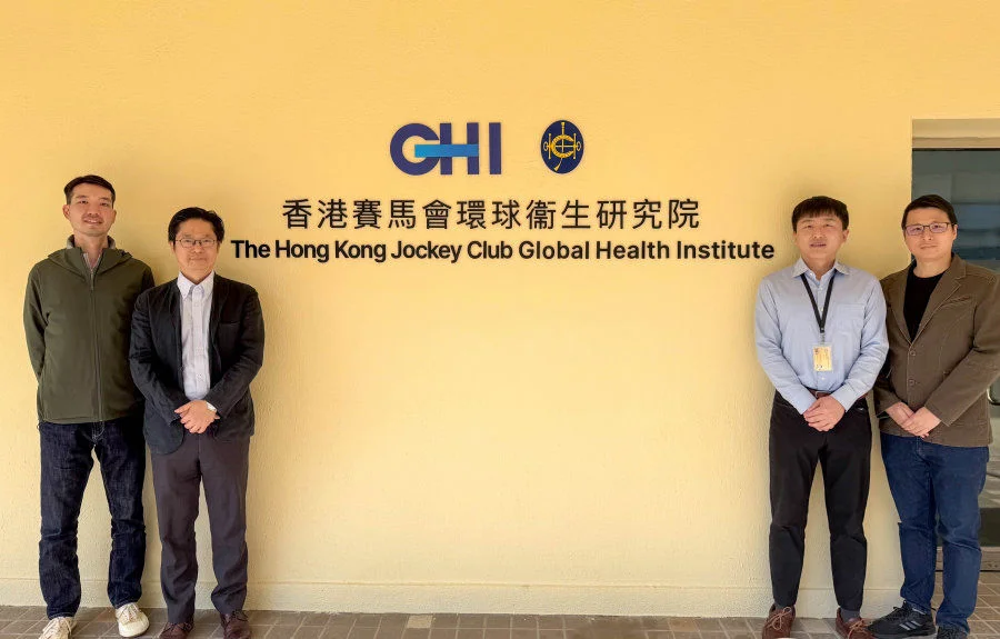 HKUMed develops a novel live-attenuated vaccine, utilising a codon-deoptimisation strategy to weaken the virus substantially without changing a single amino acid. The study is led by Professor Leo Poon Lit-man (second left). Research team members include (from left) Dr Gu Haogao, Dr Te Nigeer, and Dr Alex Chin Wing-hong.