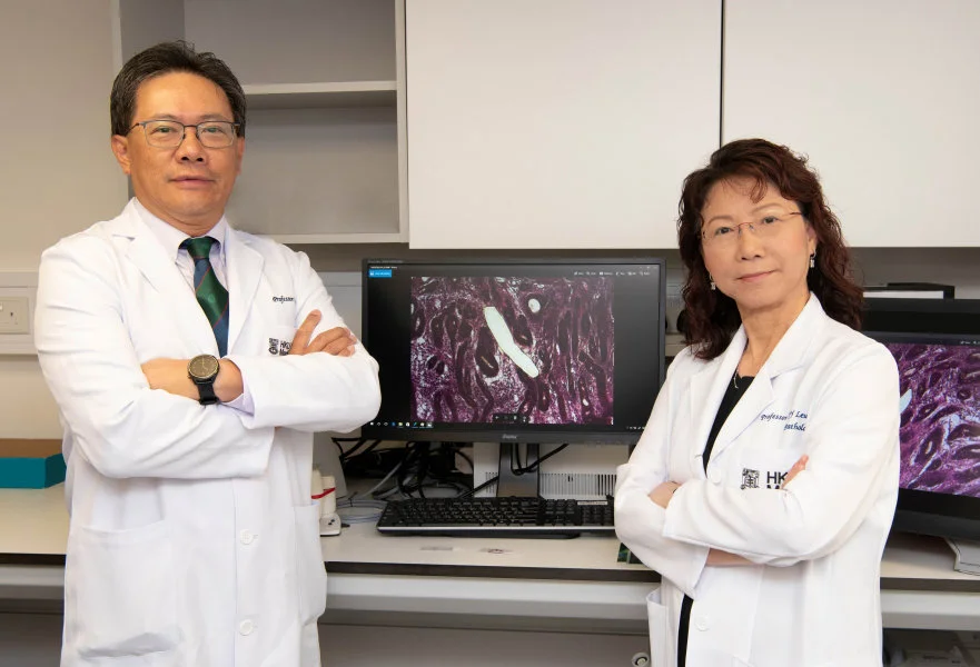 The HKUMed research team: Professor Simon Law Ying-kit (left) and Professor Leung Suet-yi.  