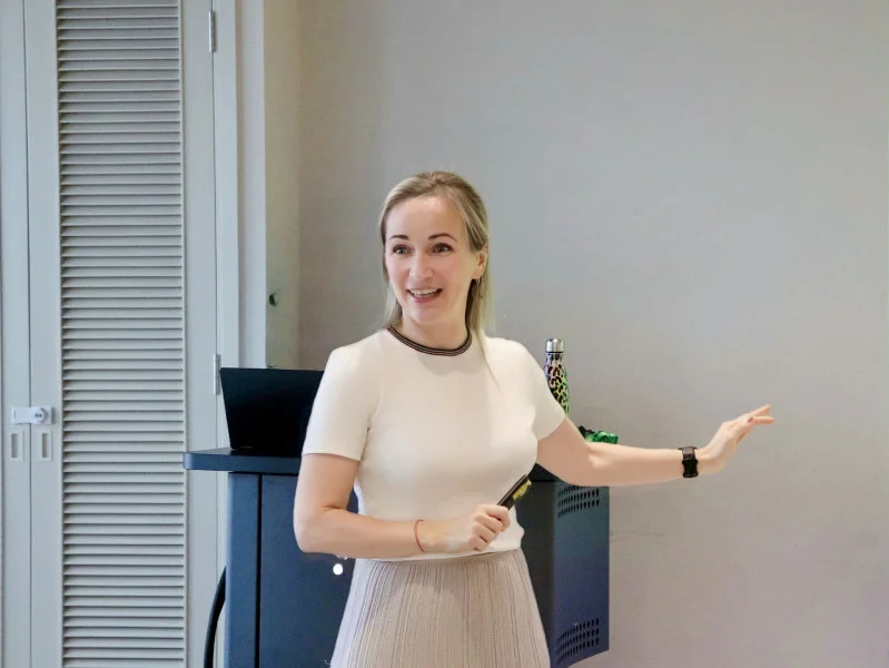 Professor Olga Zayts sharing about team research on mental health