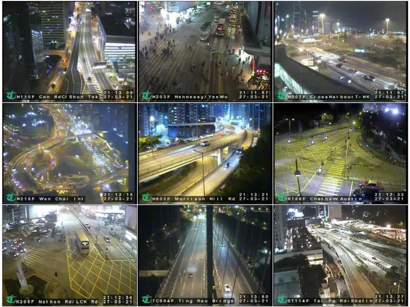 Images captured by CCTV installed by the Transport Department taken on March 27, 2021during the one-hour lights-out event. Image credit: Transport Department.