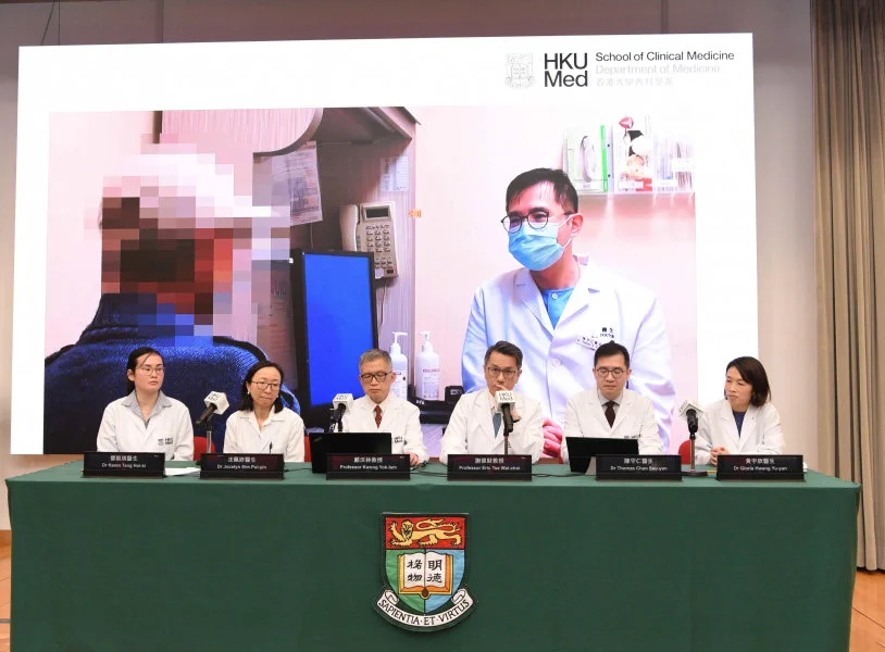 HKUMed takes the lead in adopting CAR-T cell therapy to treat a multiple myeloma patient, the first case in Hong Kong. Pictured (from left) Dr Karen Tang Hoi-ki, Dr Joycelyn Sim Pui-yin, Professor Kwong Yok-lam, Professor Eric Tse Wai-choi, Dr Thomas Chan Sau-yan and Dr Gloria Hwang Yu-yan.  
