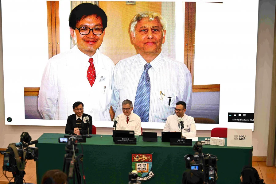 Professor Kwong Yok-lam (centre) states that the development of oral-ATO is the result of the dedicated efforts and commitment of three generations of doctors over the past two decades.  