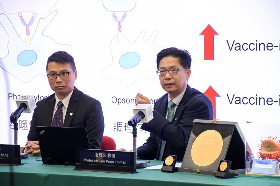 Professor Leo Poon Lit-man (right) highlights the advantages of LAIVs, noting that their intranasal administration offers a needle-free delivery method. This approach alleviates the fear of vaccination, particularly in young children, so it will help mitigate vaccine hesitancy.  